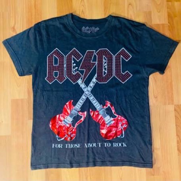 AC/DC | Tops | Acdc Studded Rock Tee Band Shirt | Poshmark